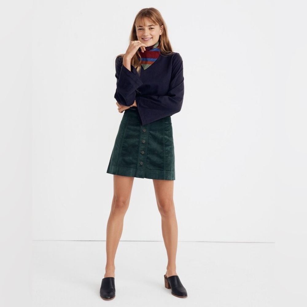 Madewell Velveteen A-Line Mini Skirt with Front Buttons